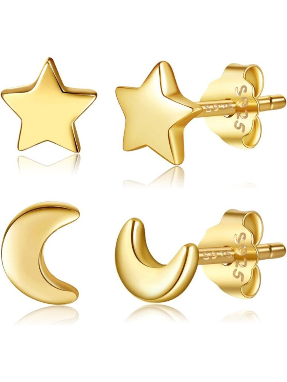 Dainty 925 Sterling Silver Stud Earrings - Chic Star, Moon, Heart, Cat
